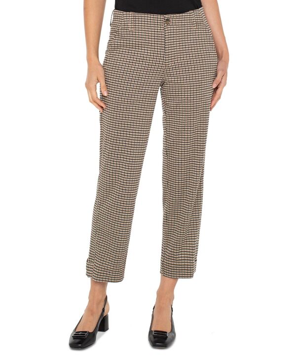 リヴァプール 天使の都市 レディース ボトムス 心地好いズボン下 プチ ズボン下 クロップド Liverpool Los Angeles Petite Houndstooth Cropped Utility Pants Blk/tan Hd タン レディースファッション-パンツ-ボトムス