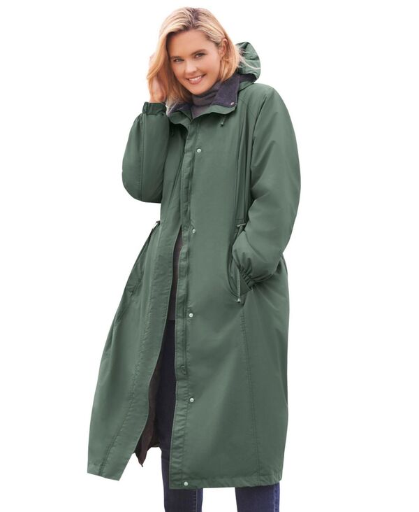 ウーマン ウィズイン レディース アウター ジャケット・ブルゾン プラスサイズ ジャケット Woman Within Plus Size Long Hooded Taslon Jacket Pine