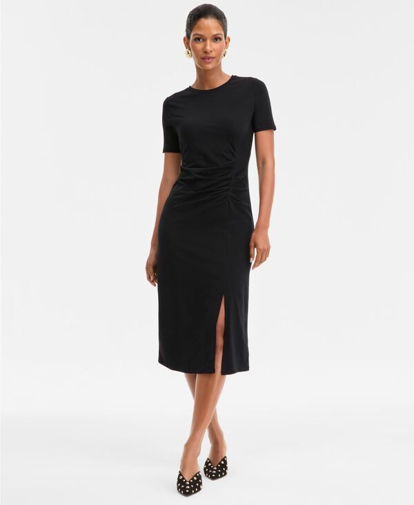 アイ.エヌ.シー インターナショナル コンセプト レディース トップス ワンピース ギャザー I.N.C. International Concepts Women's Side-Ruched Dress Deep Black ブラック