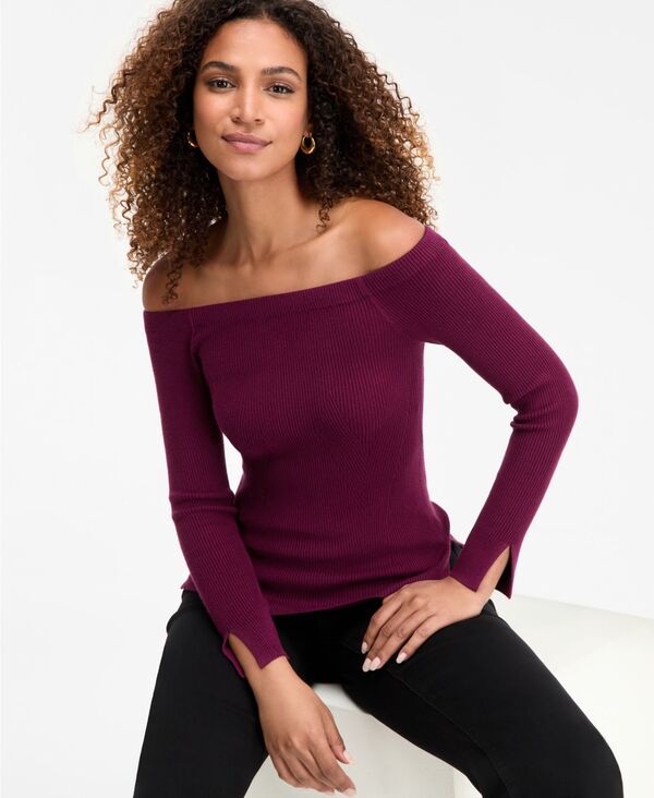 アイ.エヌ.シー インターナショナル コンセプト レディース アウター ニット・セーター I.N.C. International Concepts Women's Wide-Neck Sweater Berried Treasre