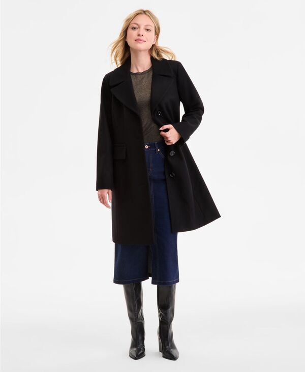 アンクライン レディース アウター ジャケット・ブルゾン コート Anne Klein Women's Single-Breasted Walker Coat Black ブラック