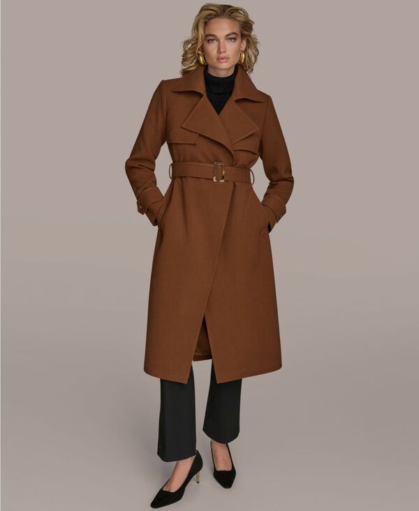 ダナ キャラン ニューヨーク レディース アウター ジャケット・ブルゾン コート Donna Karan New York Women's Belted Notched-Collar Trench Coat Tobacco