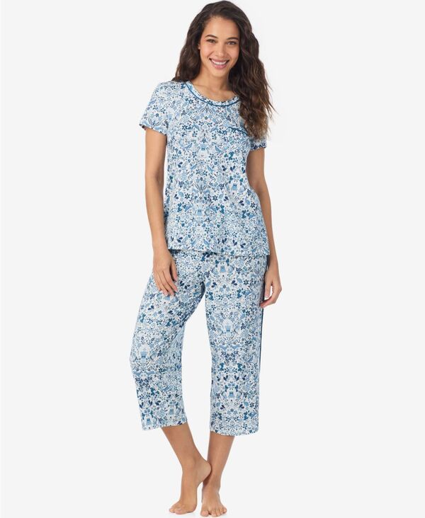 クドルドッズ レディース アンダーウェア ナイトウェア クロップド Cuddl Duds Women's Short Sleeve Cropped Pajama Set Blue Woodland ブルー