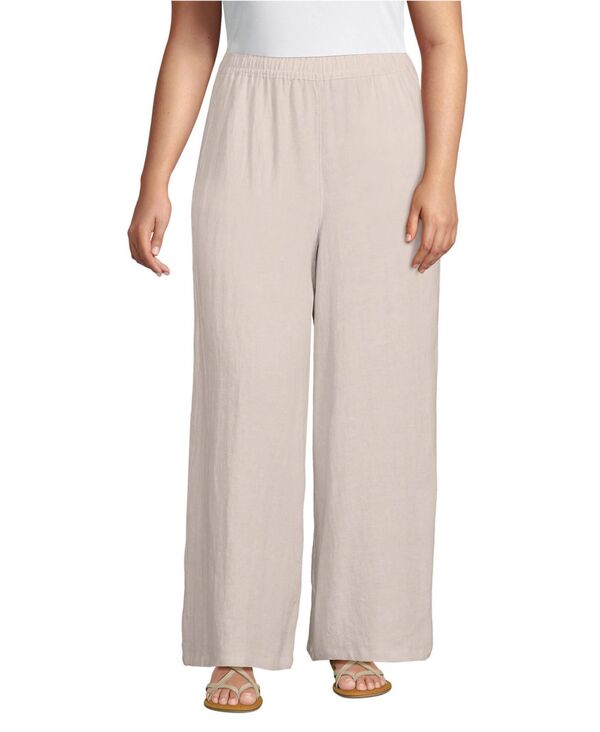 ランズエンド レディース ボトムス カジュアルパンツ プラスサイズ パンツ リネン Lands' End Women's Plus Size Linen High Rise Palazzo Pants - Set Bottom Champagne/linen シャンパン