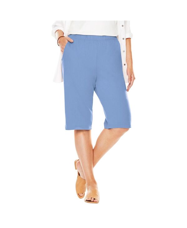 ウーマン ウィズイン レディース ボトムス ハーフパンツ・ショーツ プラスサイズ ショートパンツ ニット Woman Within Plus Size 7-Day Knit Bermuda Shorts French blue ブルー