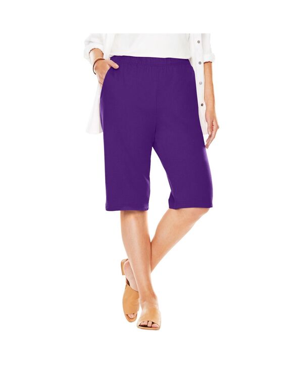 ウーマン ウィズイン レディース ボトムス ハーフパンツ・ショーツ プラスサイズ ショートパンツ ニット Woman Within Plus Size 7-Day Knit Bermuda Shorts Radiant purple パープル