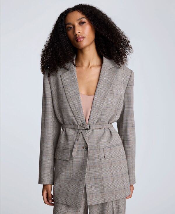 ケネスコール レディース アウター ジャケット・ブルゾン ブレザー Kenneth Cole Women's Plaid Blazer Pewter Green Multi ピューター｜ReVida 店