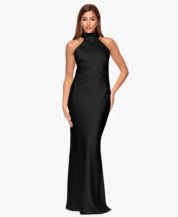 エスケープ レディース トップス ワンピース XSCAPE Women's Tie Neck Long Dress Black ブラック