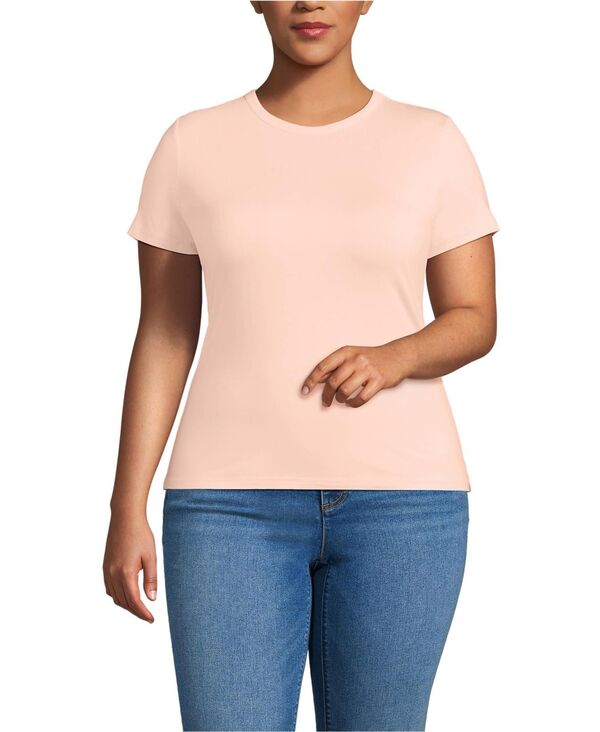 ランズエンド レディース トップス シャツ クルーネック プラスサイズ Tシャツ Lands' End Plus Size Short Sleeve Cooling Crew Neck T-Shirt Soft mineral blush ブラッシュ|ReVida 店