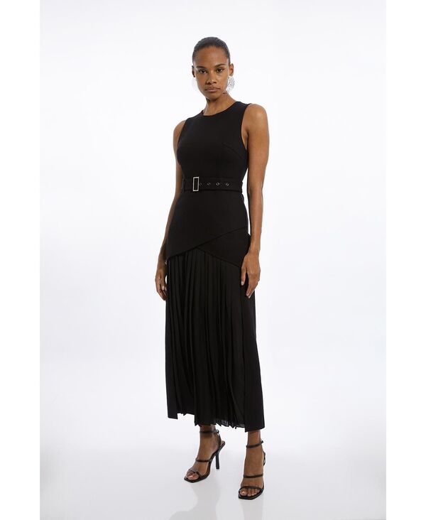 カレンミレン レディース トップス ワンピース マキシワンピース プリーツ ジャージー マキシ Karen Millen Women's Jersey Pleated Maxi Dress Black ブラック