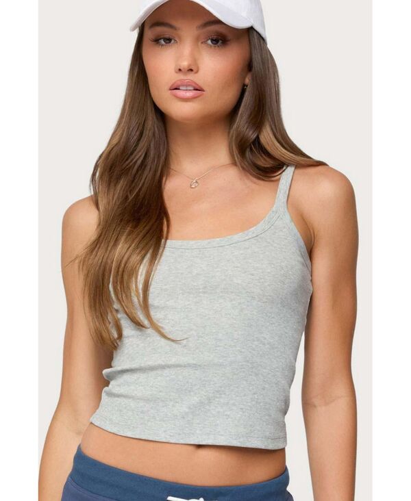 アディクテッド レディース トップス タンクトップ Edikted Women's Basic Babe Tank Top Gray-melange グレー｜ReVida 店