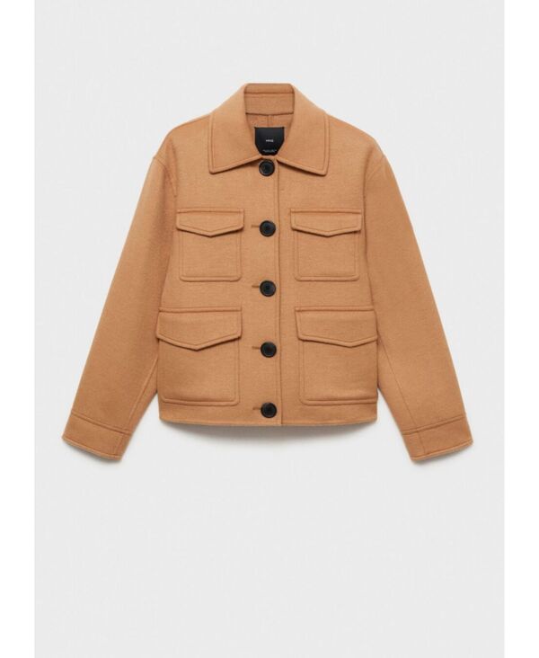 マンゴ レディース アウター ジャケット・ブルゾン ウール ジャケット MANGO Women's Pockets Detail Wool-Blend Jacket Medium Brown ブラウン