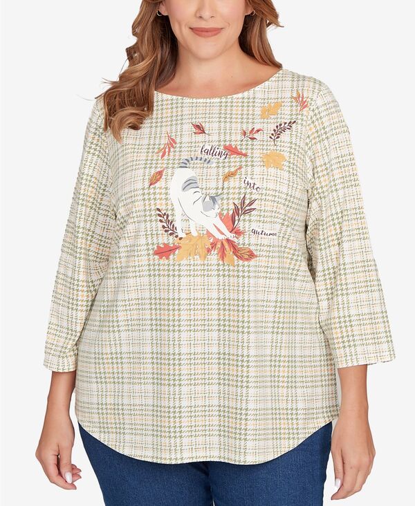 ルビーアールディー レディース トップス シャツ プラスサイズ Ruby Rd. Plus Size Autumn Cat Houndstooth Top Moss Multi マルチカラー