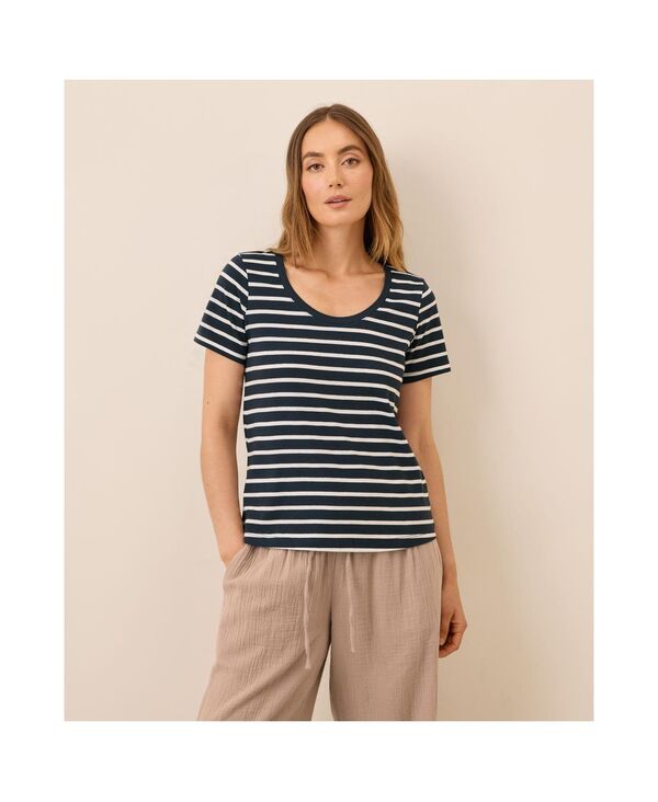 パクト レディース トップス シャツ Tシャツ コットン Pact Women's Organic Cotton Softspun Scoop Neck Tee Monterey stripe ストライプ 7,984円
