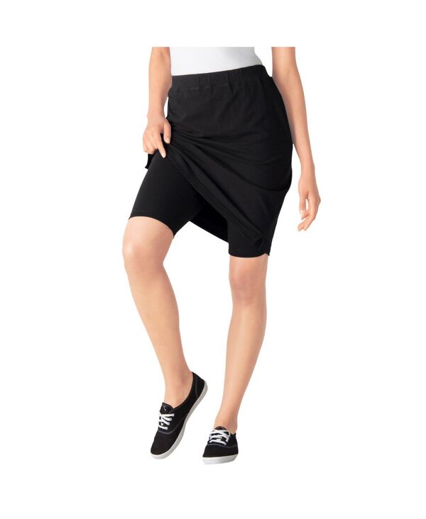 ウーマン ウィズイン レディース ボトムス スカート プラスサイズ コットン Woman Within Plus Size Within Stretch Cotton Skort Black ブラック