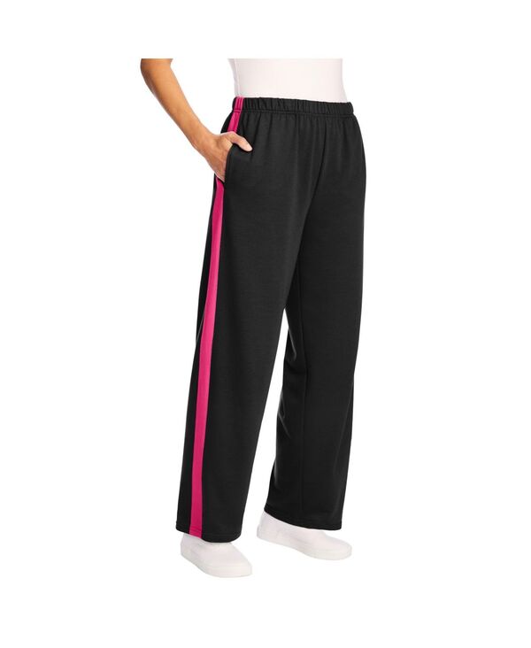 ウーマン ウィズイン レディース ボトムス カジュアルパンツ プラスサイズ パイル コットン Woman Within Plus Size Side Stripe Cotton French Terry Straight-Leg Pant Black raspberry sorbet ブラック|ReVida 店