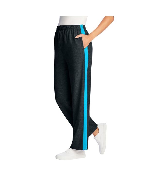 ウーマン ウィズイン レディース ボトムス カジュアルパンツ プラスサイズ パイル コットン Woman Within Plus Size Side Stripe Cotton French Terry Straight-Leg Pant Heather charcoal paradise blue チャコール