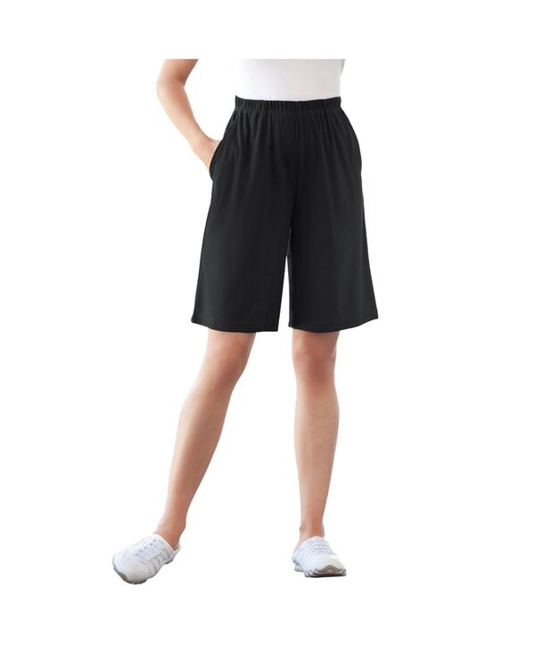 ウーマン ウィズイン レディース ボトムス ハーフパンツ・ショーツ プラスサイズ ニット Woman Within Plus Size 7-Day Knit Short Black ブラック