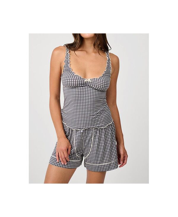 ウィ ウォー ワット レディース アンダーウェア ナイトウェア WeWoreWhat Women's Sleep Lettuce Edge Tank Antiq wht/black ブラック
