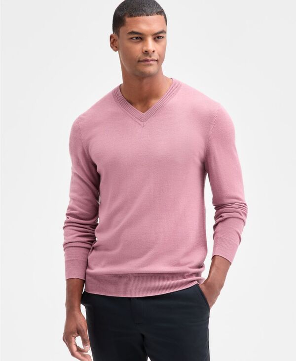 アルファニ メンズ アウター ニット・セーター Vネック セーター 長袖 Alfani Men's Long-Sleeve V-Neck Merino Sweater Smoked Rose スモーク