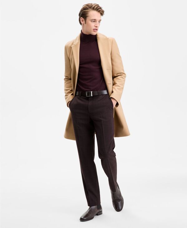 ヒューゴボス メンズ アウター 上衣・上衣 厚地の外套 Hugo Boss Men\u0027s Slim-Fit Solid Overcoat Camel 駱駝