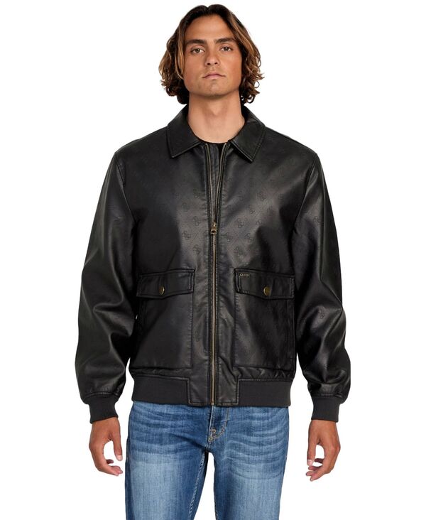 ゲス メンズ アウター ジャケット・ブルゾン ジャケット GUESS Men's Monogram Aviator Jacket Black ブラック