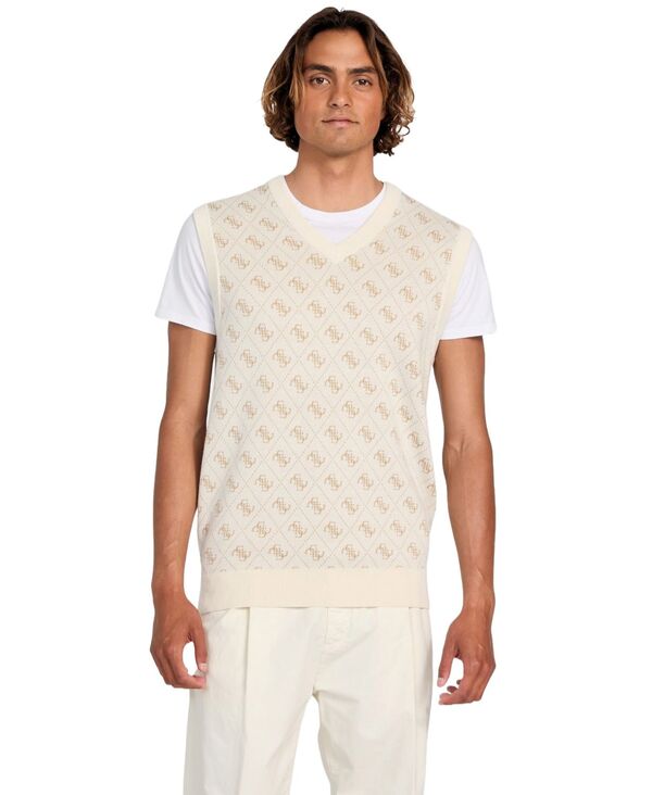 ゲス メンズ アウター ニット・セーター ロゴ GUESS Men's Horace Quattro G Logo Jacquard Sweater Ivory アイボリー 17,381円