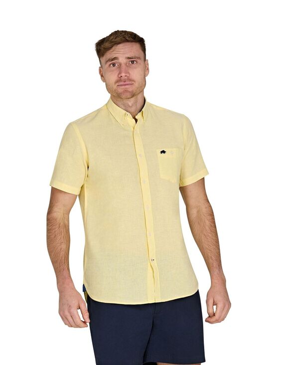 ライジングブル メンズ トップス シャツ トール リネン Raging Bull Big & Tall Short Sleeve Linen Shirt Lemon