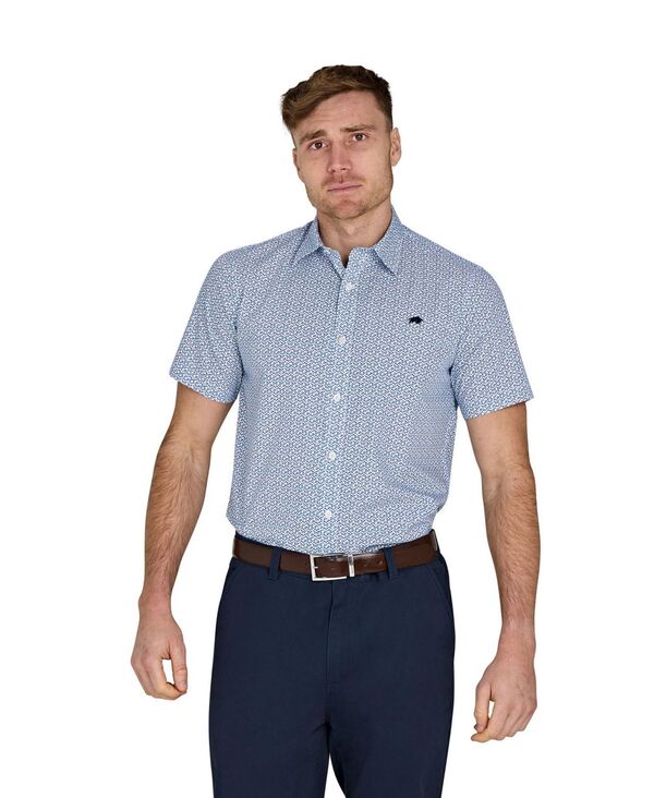 ライジングブル メンズ トップス シャツ コットン Raging Bull Short Sleeve Cotton Poplin Shirt Blue ブルー