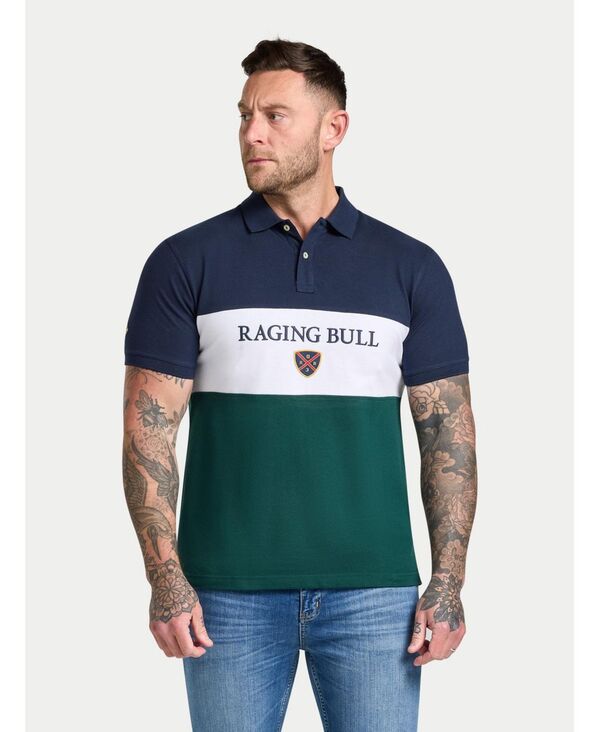 ライジングブル メンズ トップス Tシャツ ポロシャツ Raging Bull Men's S/S Cut & Sew Panel Pique Polo Forest フォレスト