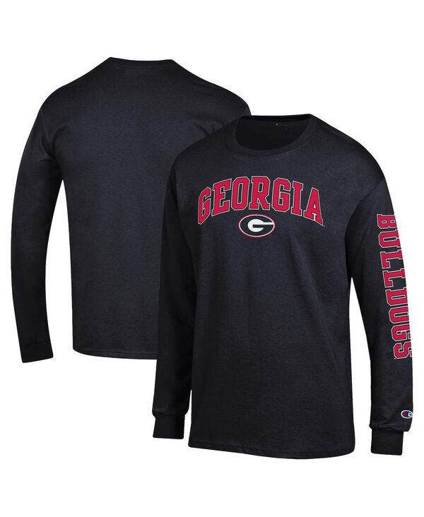 チャンピオン メンズ トップス Tシャツ ロゴ Champion Men's Black Georgia Bulldogs Arch Over Logo 2-Hit Long Sleeve T-Shirt Black ブラック