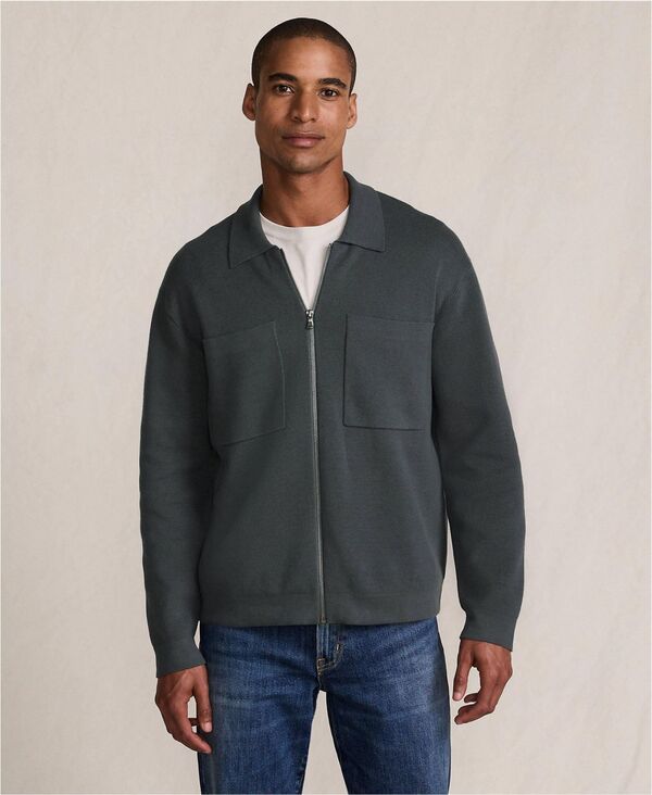 ランズエンド メンズ アウター ジャケット・ブルゾン コットン コート Lands' End Men's Long Sleeve Fine Gauge Cotton Full Zip Chore Coat Steel gray グレー