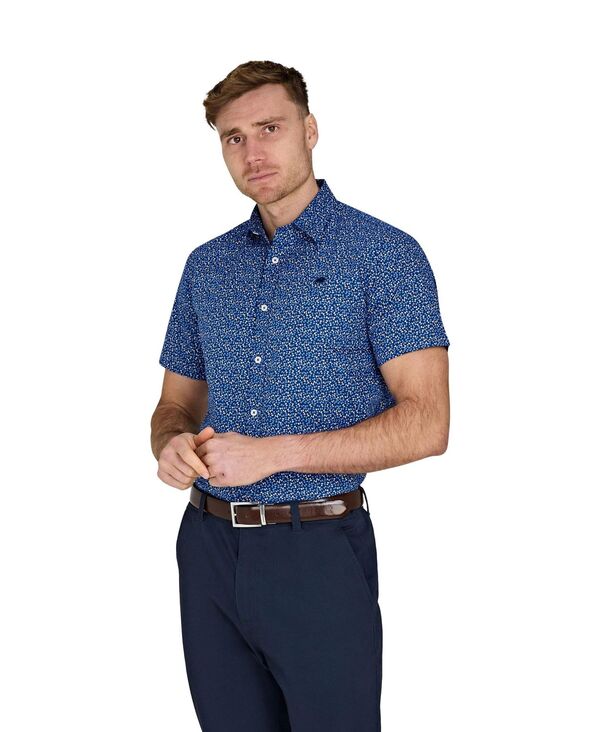 ライジングブル メンズ トップス シャツ Raging Bull Men's Short Sleeve Flower Bud Shirt Navy ネイビー