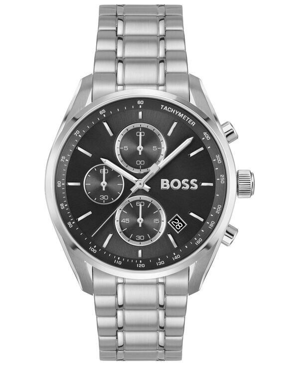 ヒューゴボス メンズ 付属品 ウオッチ プルオーバー Hugo Boss Men\u0027s Grand Prix 40 Quartz Fashion Chrono Stainless Steel Watch 40粍 Silver-tone しろがね色