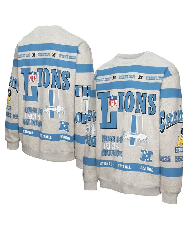 ミッチェル&ネス メンズ アウター パーカー・スウェット クルーネック プリント スウェット シャツ フリース Mitchell & Ness Men's Heather Gray Detroit Lions All Over Print Fleece Crewneck Sweatshirt Heather Gray グレー