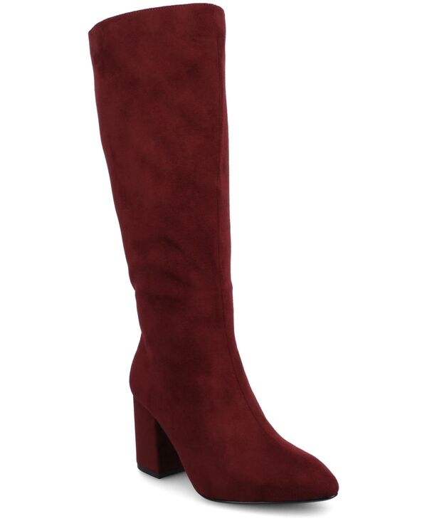 【送料無料】 ジュルネ コレクション レディース ブーツ・レインブーツ シューズ Women's Ameylia Wide Width Block Heel Knee High Boots Oxblood画像