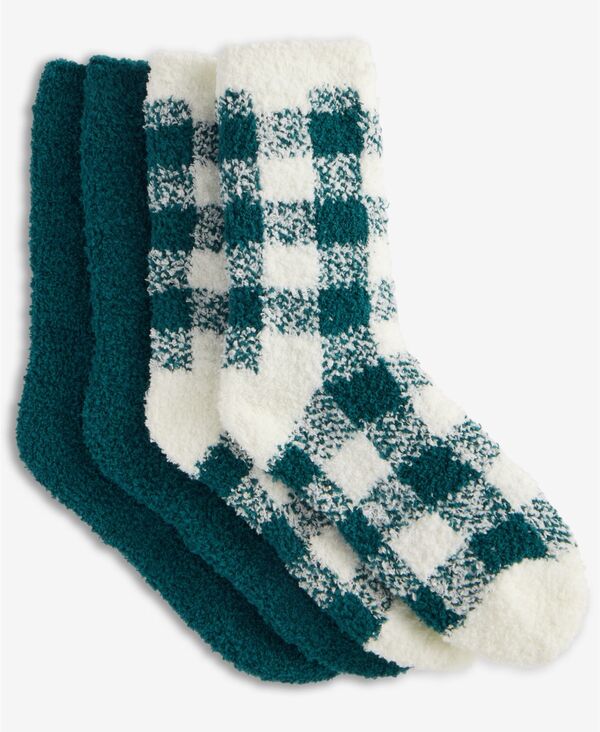 チャータークラブ レディース アンダーウェア 靴下 Charter Club Women's 2-Pk. Fuzzy Butter Socks True Emerald Plaid エメラルド