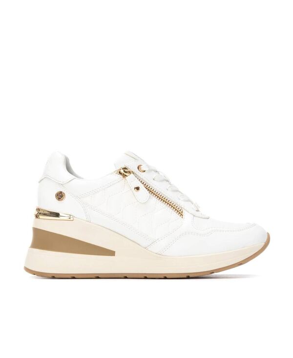 キシタイ レディース シューズ スニーカー レース Women's Wedge Lace-Up Sneakers By XTI White ホワイト