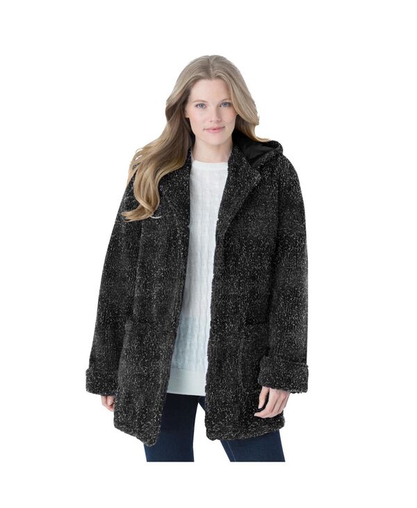 ウーマン ウィズイン レディース アウター ジャケット・ブルゾン フリース ジャケット Woman Within Women's Within Short Hooded Berber Fleece Jacket Black ブラック
