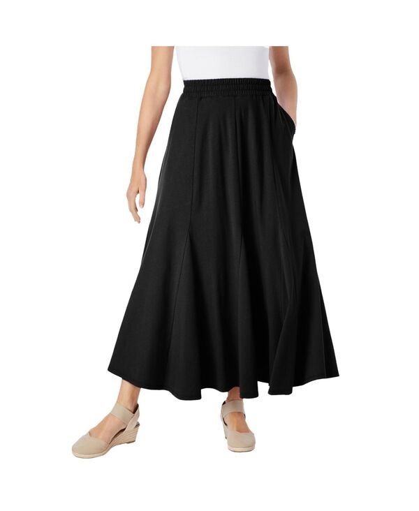 ウーマン ウィズイン レディース ボトムス スカート プラスサイズ Woman Within Plus Size Wide Elastic Waist Skirt Black ブラック