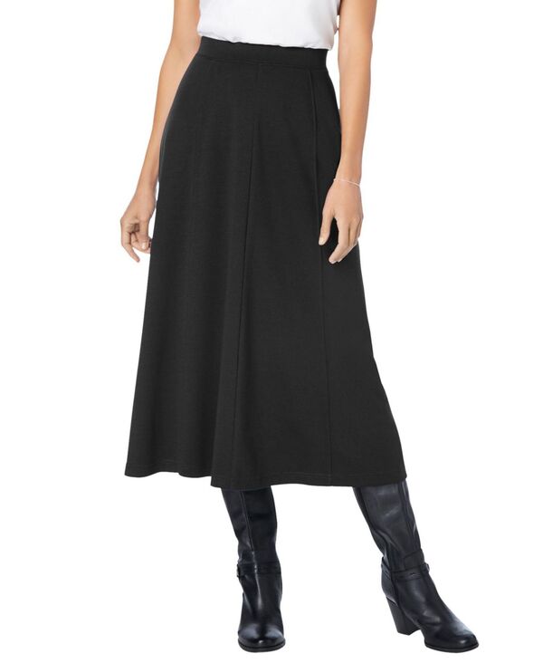 ウーマン ウィズイン レディース ボトムス スカート A ライン プラスサイズ ニット Woman Within Plus Size Ponte Knit A-Line Skirt Black ブラック