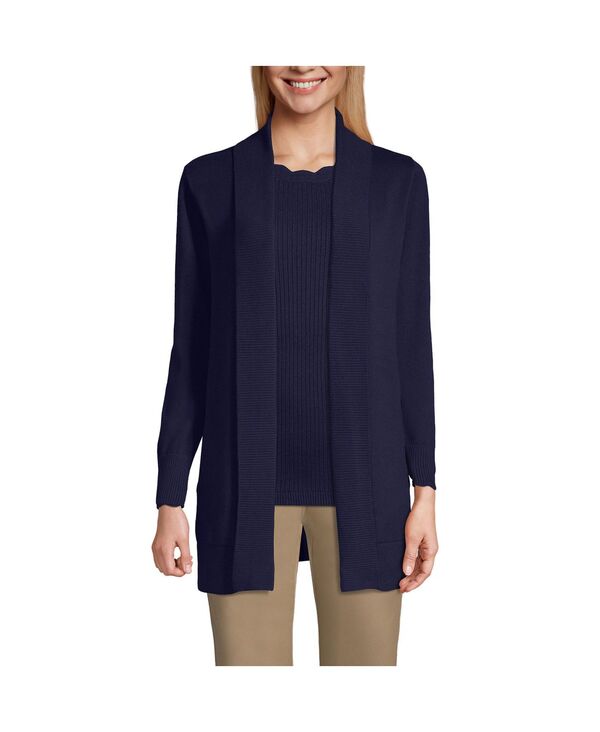 ランズエンド レディース アウター ニット・セーター コットン カーディガン Lands' End Women's Cotton Modal Shawl Collar Cardigan Sweater True navy ネイビー