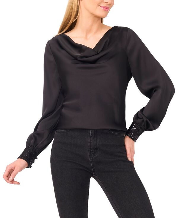 セセ レディース トップス シャツ 長袖 CeCe Women's Long-Sleeve Cowl Neck Top Rich Black ブラック 8,174円