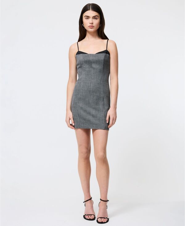フレンチコネクション レディース トップス 衣装 ミニ衣装 ミニ French Connection Women\u0027s Owen Plaid Peek-A-Boo Mini Dress Charcoal/black 黒いこと ワンピース-レディースファッション