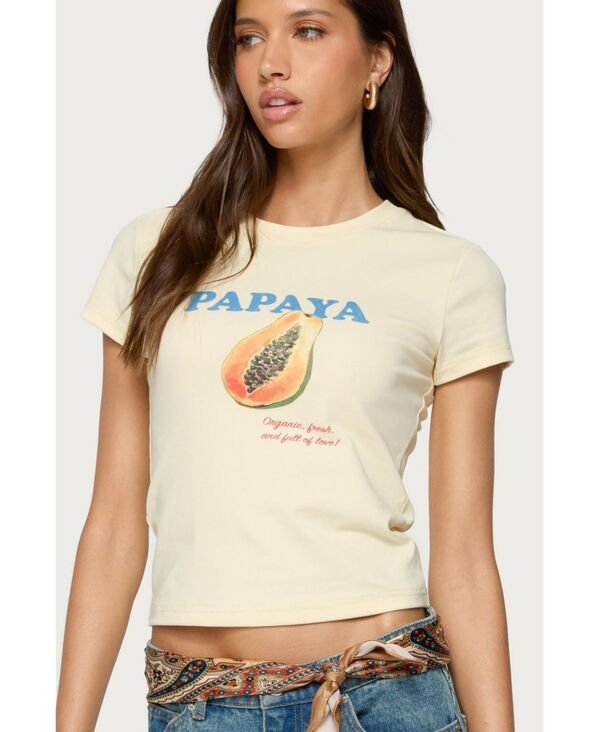 アディクテッド レディース トップス シャツ Edikted Womens Papaya T Shirt Yellow イエロー｜ReVida 店