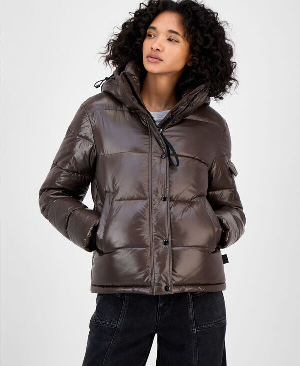 エスサーティーン レディース アウター 上衣・上衣 厚地の外套 S13 Women\u0027s Ella Hooded Thumbhole-Cuff Puffer Coat Espresso レディースファッション-コート・ジャケット