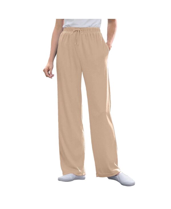 ウーマン ウィズイン レディース ボトムス カジュアルパンツ ストレート プラスサイズ トール ニット Woman Within Women's Plus Size Tall Sport Knit Straight Leg Pant New khaki カーキ