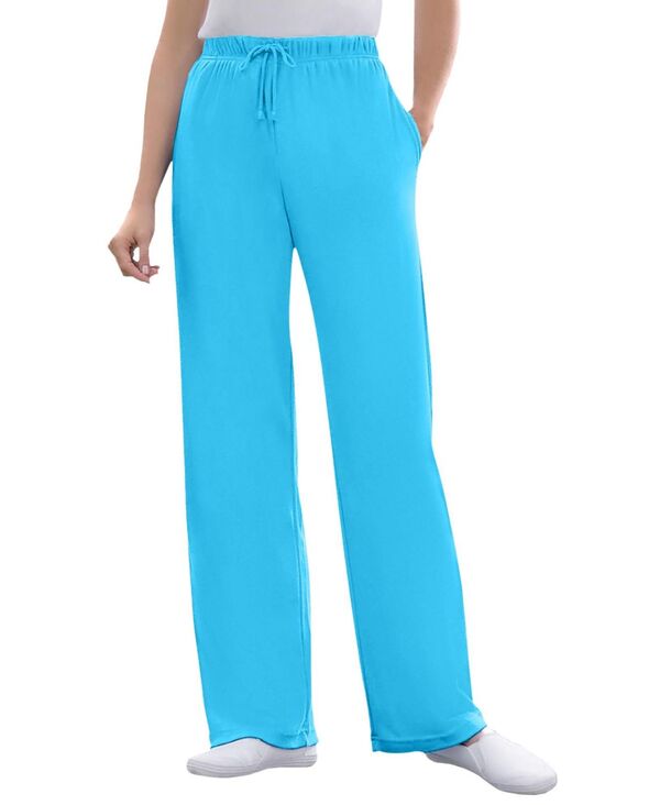 ウーマン ウィズイン レディース ボトムス カジュアルパンツ ストレート プラスサイズ トール ニット Woman Within Women's Plus Size Tall Sport Knit Straight Leg Pant Paradise blue ブルー