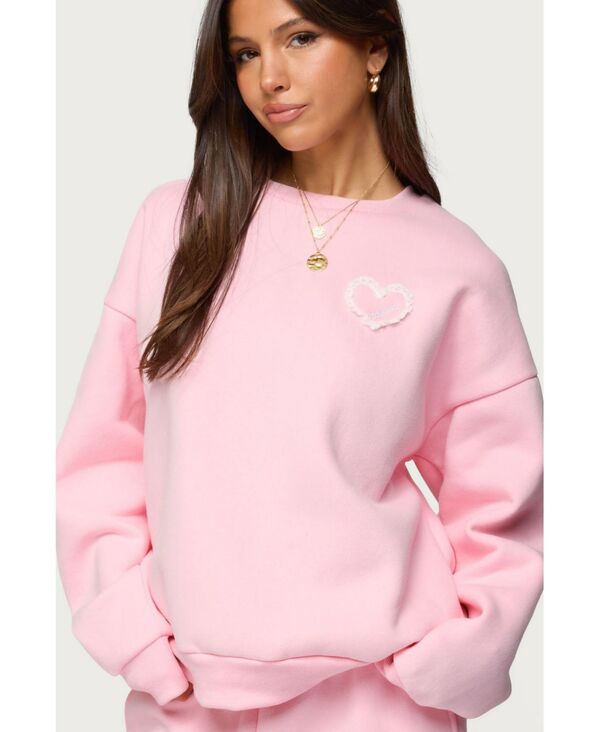 アディクテッド レディース アウター パーカー・スウェット スウェット シャツ Edikted Women's Love Oversized Sweatshirt Light-pink ピンク｜ReVida 店