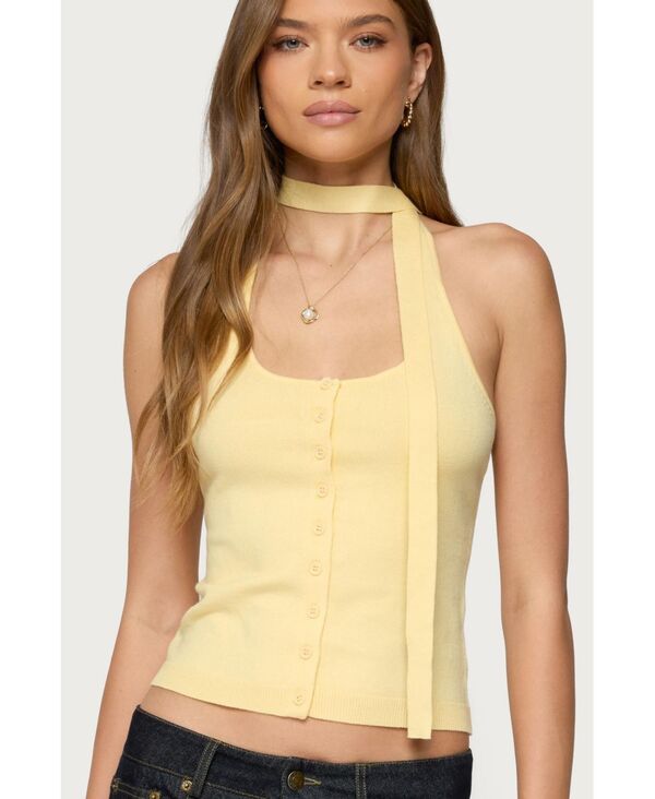 アディクテッド レディース トップス シャツ ニット ホルター Edikted Womens Two Piece Knit Halter Top Yellow イエロー